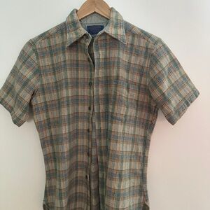 Pendleton Green and Blue Plaid Button Down Shirt